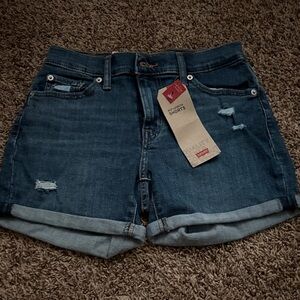Levi Denim Rolled Hem Women’s Shorts - Dark Blue